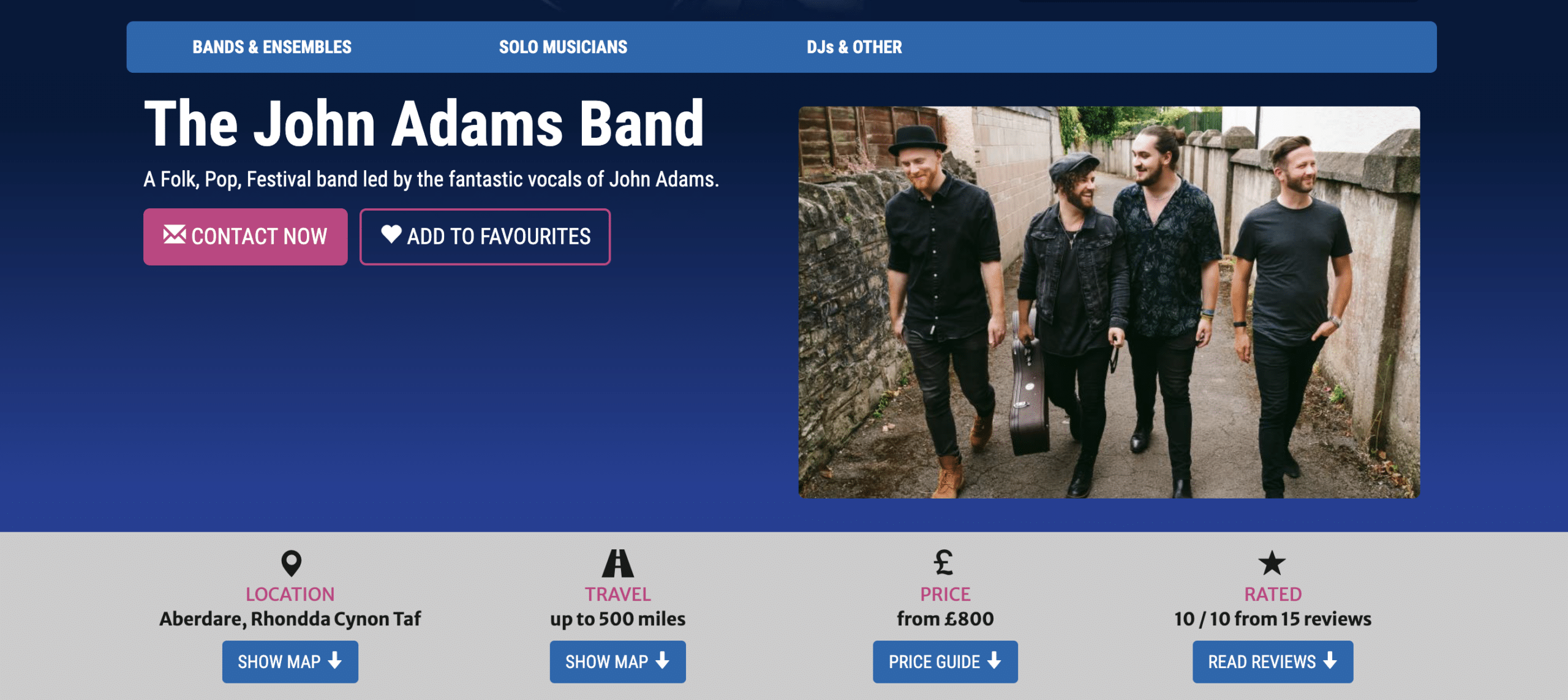 John Adams Band profile on Last Minute Musicians