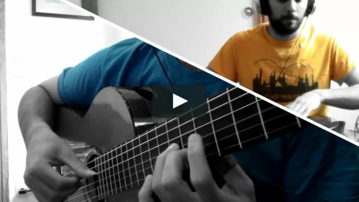 Music teacher giving an online lesson via video call