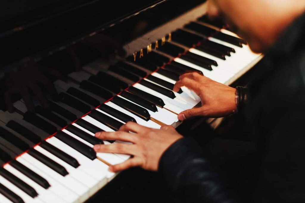 Pianist practicing