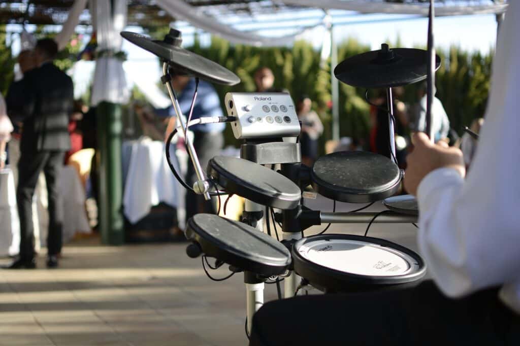 Drummer playing at wedding