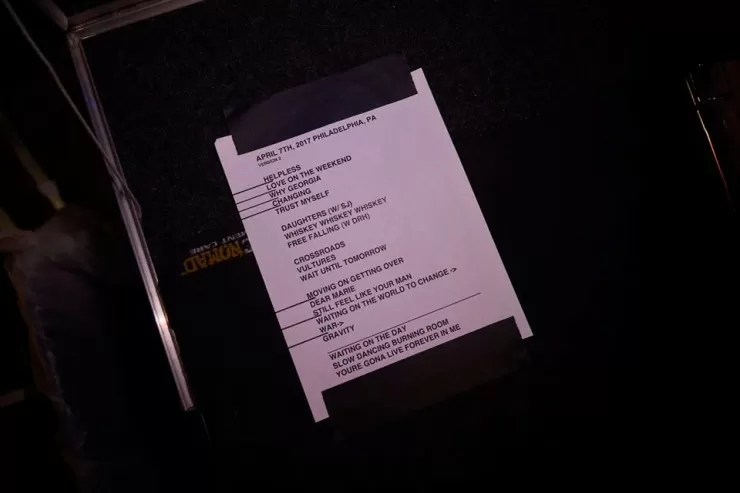 Example handwritten setlist for a live music performance