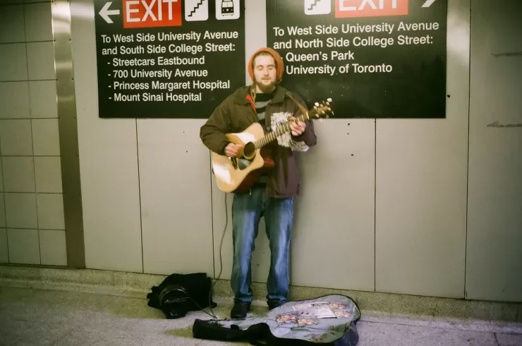 Busker in subway