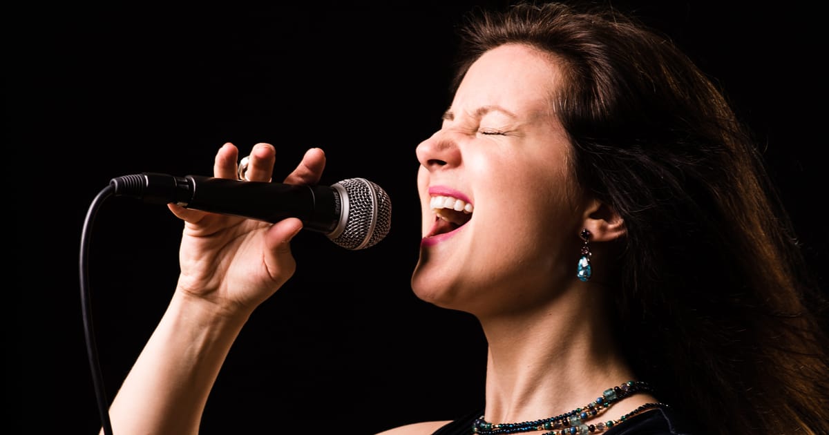 female singer with microphone